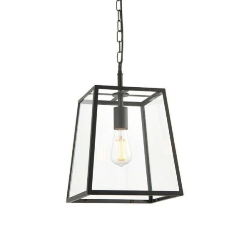 ENDON Hurst Hurst 1lt Pendant Matt black & clear glass 10W LED E27 - ED-101541