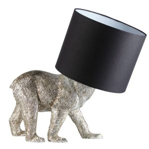 Asztali lámpa - ENDON Barack Bear 1lt Table Vintage silver paint & black fabric 10W LED E27 - ED-106788