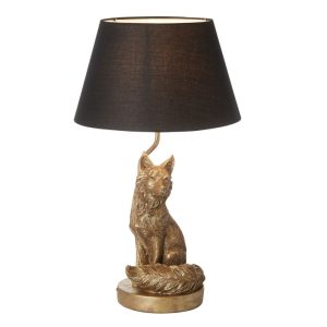 Asztali lámpa - ENDON Fox 1lt Table Vintage gold paint & black fabric 6W LED E14 - ED-106796