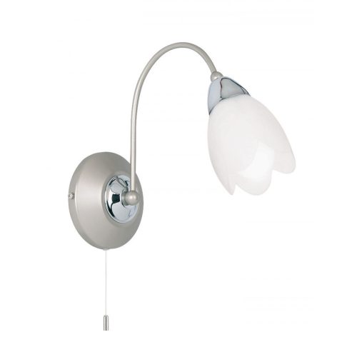 ENDON Petal Petal 1lt Wall Satin chrome plate & opal glass 40W E14 golf - ED-124-1