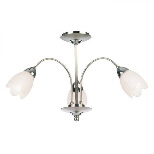 ENDON Petal Petal 3lt Semi flush Satin chrome plate & opal glass 3 x 40W E14 golf - ED-124-3