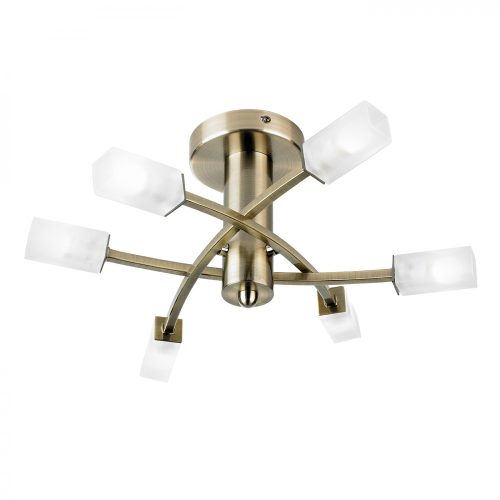 ENDON Havana Havana 6lt Semi flush Antique brass plate & frosted glass 6 x 3W LED G9 - ED-146-6AB