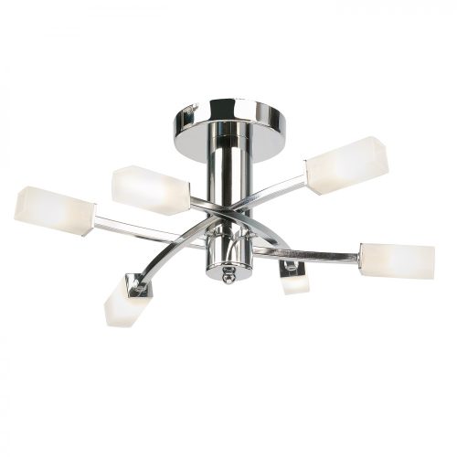 ENDON Havana Havana 6lt Semi flush Chrome plate & frosted glass 6 x 3W LED G9 - ED-146-6CH