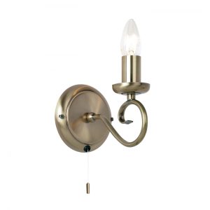 Fali lámpa - ENDON Trafford 1lt Wall Antique brass plate 6W LED E14 - ED-180-1AN