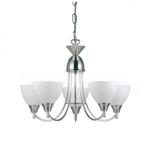 ENDON Alton Alton 5lt Pendant Satin chrome plate & opal glass 5 x 60W E14 golf - ED-1805-5SC