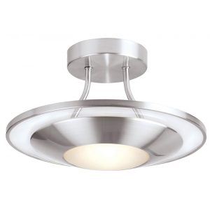 Mennyezeti lámpa - ENDON Firenz 1lt Flush Satin chrome plate & clear/frosted glass 120W R7s tungsten (118mm) - ED-387-30SC