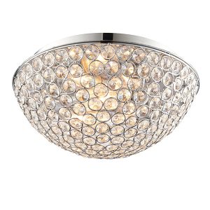 Mennyezeti lámpa - ENDON Chryla 3lt Flush Chrome plate & clear crystal 3 x 18W G9 clear capsule - ED-60103