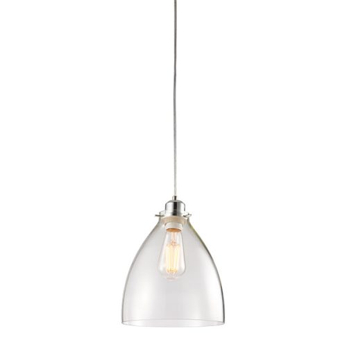 ENDON Elstow Elstow 1lt Pendant easyfit Clear glass & chrome plate 60W E27 or B22 GLS - ED-60874