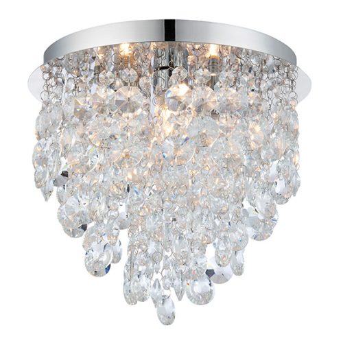 ENDON Kristen Kristen 3lt Flush Clear crystal & chrome plate 3 x 18W G9 clear capsule - ED-61233