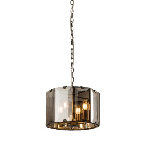 ENDON Clooney Clooney 4lt Pendant Slate grey & smoked cut glass 4 x 40W E14 candle - ED-61281