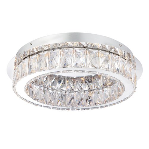 ENDON Swayze Swayze 1lt Flush Chrome plate & clear faceted acrylic 15.98W LED (SMD 5730) Warm White - ED-61340