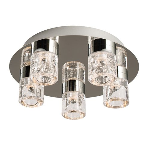 ENDON Imperial Imperial 5lt Flush Chrome plate & clear bubble glass 5 x 4W LED (SMD 2835) Warm White - ED-61358