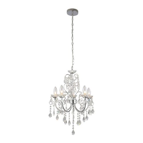 ENDON Tabitha 5lt Pendant Chrome plate & clear crystal 5 x 18W G9 clear capsule - ED-61384