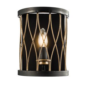 Fali lámpa - ENDON Heston 1lt Wall Matt black & rustic bronze paint 40W E14 candle - ED-61499