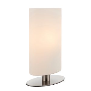 Asztali lámpa - ENDON Palmer 1lt Table Satin nickel plate & opal glass 40W E14 golf - ED-68492