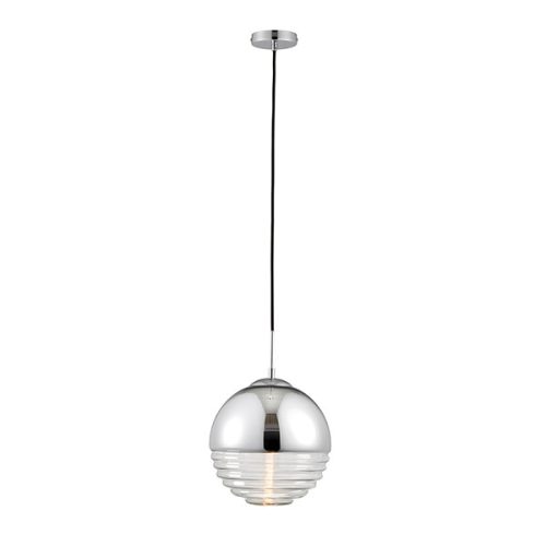 ENDON Paloma Paloma 1lt Pendant Chrome plate & clear ribbed glass 7W LED E14 - ED-68959