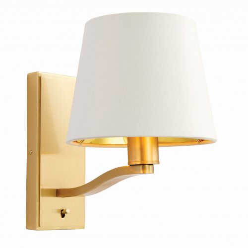 ENDON Harvey Harvey 1lt Wall Brushed satin gold finish & vintage white fabric 40W E14 golf - ED-69083