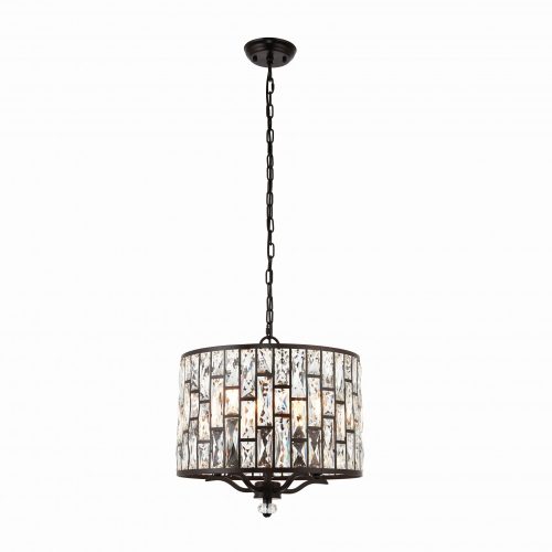 ENDON Belle Belle 5lt Pendant Dark bronze paint & clear crystal 5 x 40W E14 candle - ED-69390