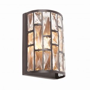 Fali lámpa - ENDON Belle 1lt Wall Dark bronze paint & clear crystal 40W E14 candle - ED-69392