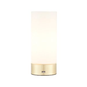 Asztali lámpa - ENDON Dara 1lt Table Brushed brass plate & opal glass 40W E14 candle - ED-69520