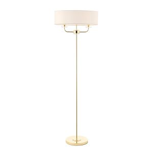 Állólámpa - ENDON Nixon 2lt Floor Brass plate & vintage white fabric 2 x 40W E14 candle - ED-70563