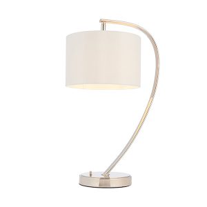 Asztali lámpa - ENDON Josephine 1lt Table Bright nickel plate & vintage white fabric 40W E14 golf - ED-72389