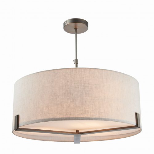 ENDON Hayfield Hayfield 3lt Pendant Brushed bronze finish & natural linen 3 x 40W E27 GLS - ED-72635