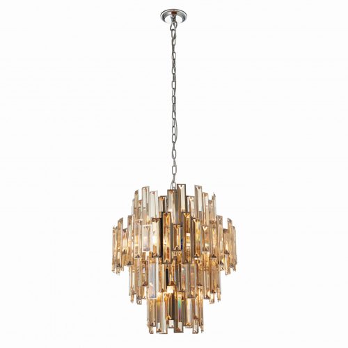 ENDON Viviana Viviana 12lt Pendant Chrome plate & champagne crystal 12 x 40W E14 candle - ED-72744