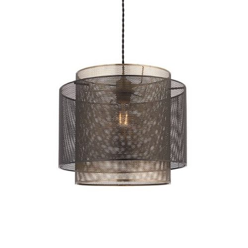 ENDON Plexus Plexus 1lt Pendant easyfit Matt black & antique brass plate 10W LED E27 or B22 - ED-72829