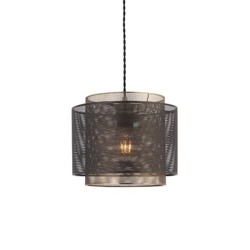 ENDON Plexus 1lt Pendant easyfit Matt black & antique brass plate 10W LED E27 or B22 - ED-72831