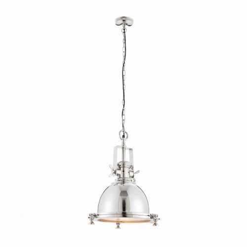 ENDON Fenton 1lt Pendant Bright nickel plate & sandblasted glass 40W E27 GLS - ED-73103