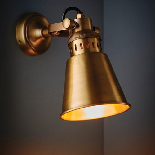 ENDON Elms Elms 1lt Wall Antique solid brass 15W LED E27 - ED-73104