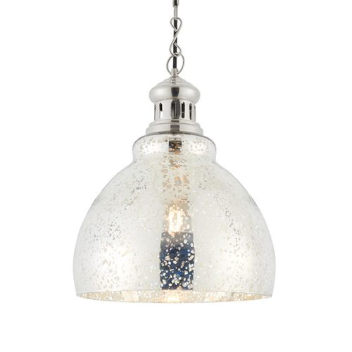 ENDON Darna 1lt Pendant Bright nickel plate & mercury glass 15W LED E27 - ED-73569