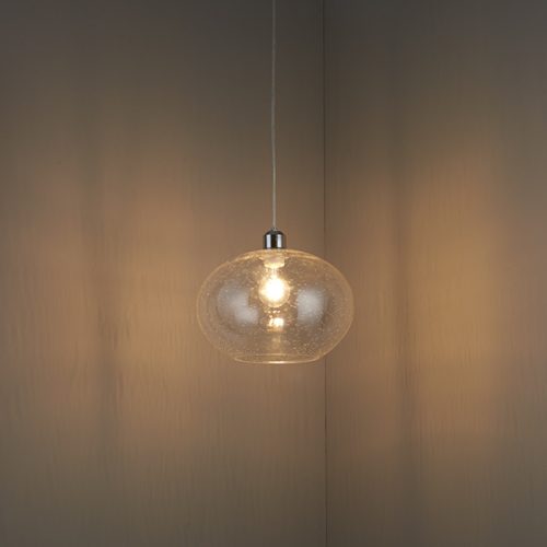 ENDON Dimitri Dimitri 1lt Pendant easyfit Clear bubble glass 40W E27 or B22 GLS - ED-73974