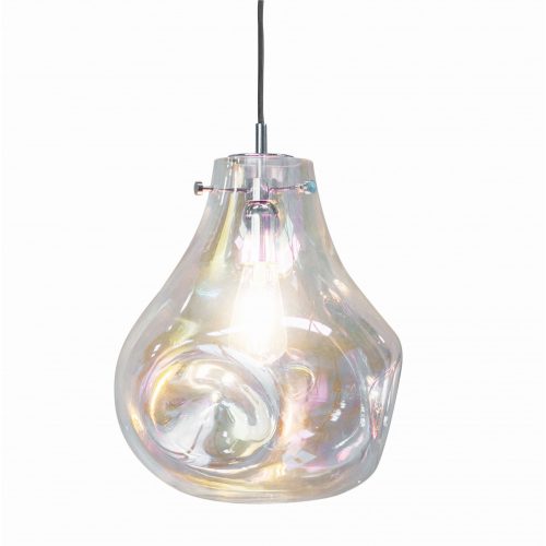 ENDON Lava 1lt Pendant Iridescent glass & chrome plate 40W E27 GLS - ED-75664