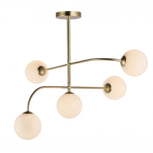 ENDON Otto Otto 5lt Semi flush Satin brass plate & opal glass 5 x 3W LED G9 - ED-75939