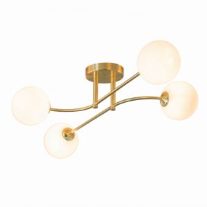 Mennyezeti lámpa - ENDON Otto 4lt Semi flush Satin brass plate & opal glass 4 x 3W LED G9 - ED-75959