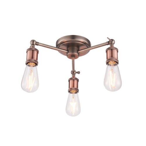 ENDON Hal Hal 3lt Semi flush Aged pewter & aged copper plate 3 x 40W E27 GLS - ED-76124