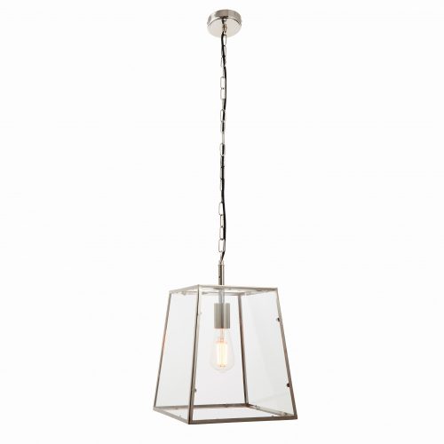 ENDON Hurst Hurst 1lt Pendant Bright nickel plate & clear glass 10W LED E27 - ED-76225