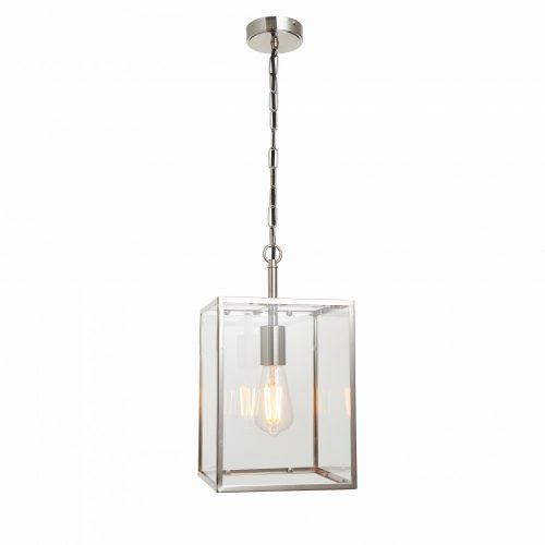 ENDON Hadden Hadden 1lt Pendant Bright nickel plate & clear glass 10W LED E27 - ED-76228