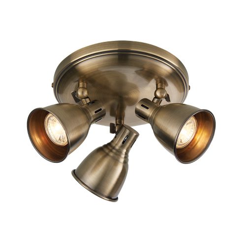 ENDON Westbury Westbury 3lt Spot Antique brass plate 3 x 4.6W LED GU10 Warm White - ED-76279