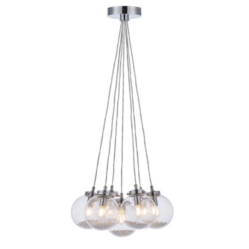 ENDON Harbour Harbour 7lt Pendant Chrome plate & clear glass with bubbles 7 x 40W E14 golf - ED-76292