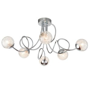 Mennyezeti lámpa - ENDON Auria 6lt Semi flush Chrome plate & clear glass with chrome beaded wire 6 x 3W LED G9 - ED-76349