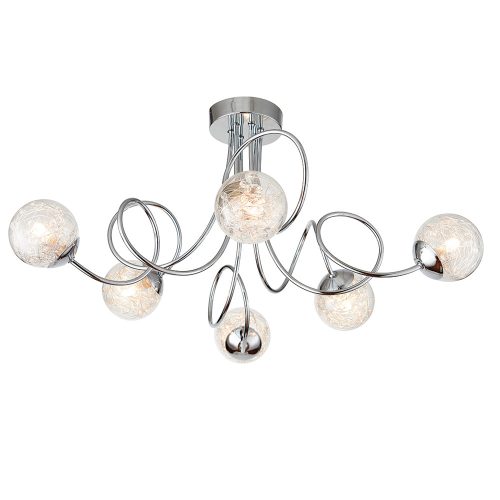 ENDON Auria Auria 6lt Semi flush Chrome plate & clear glass with chrome beaded wire 6 x 3W LED G9 - ED-76349