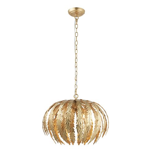 ENDON Delphine 3lt Pendant Gold leaf 3 x 40W E14 candle - ED-76360