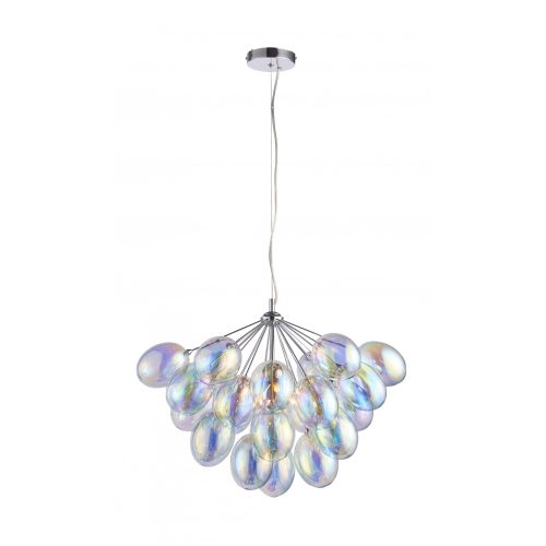 ENDON Infinity 6lt Pendant Chrome plate & iridescent glass 6 x 28W G9 clear capsule - ED-76450