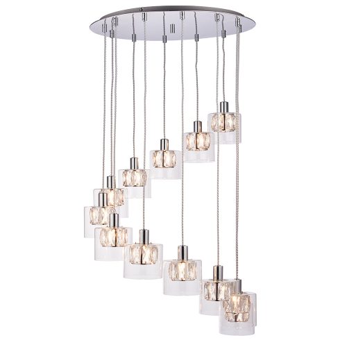 ENDON Verina Verina 12lt Pendant Chrome plate & clear glass 12 x 3W LED G9 - ED-76518