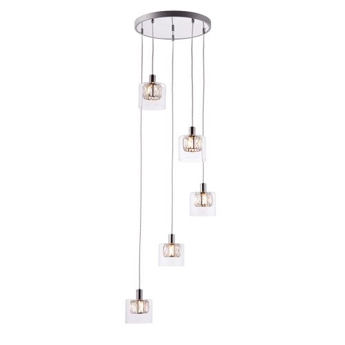 ENDON Verina 5lt Pendant Chrome plate & clear glass 5 x 3W LED G9 - ED-76520