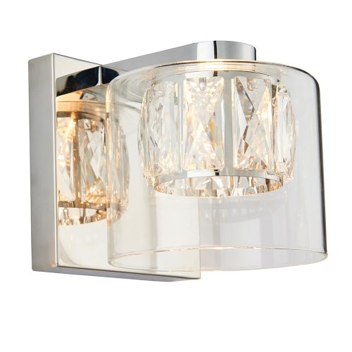 ENDON Verina 1lt Wall Chrome plate & clear glass 3W LED G9 - ED-76521