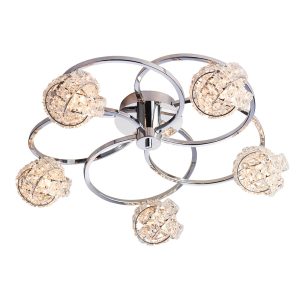 Mennyezeti lámpa - ENDON Talia 5lt Semi flush Chrome plate & clear crystal 5 x 28W G9 clear capsule - ED-76595